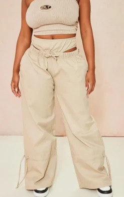 Shape Stone Twill Cut Out Wide Leg Pants