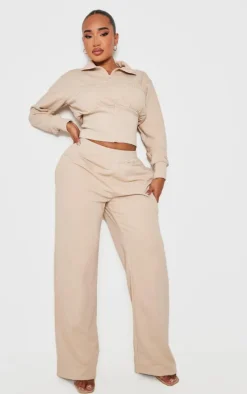 Shape Stone Waistband Detail Wide Leg Sweatpants