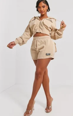 Shape Stone Washed Pocket Detail Cropped Hoodie