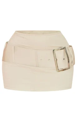 Shape Stone Woven Belted Micro Mini Skirt