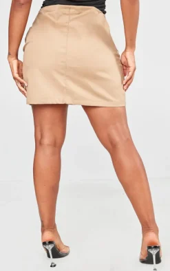 Shape Taupe Cargo Fold Waistband Pocket Detail Mini Skirt