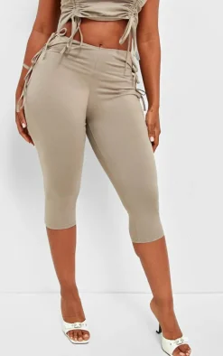 Shape Taupe Cotton Tie Detail Capri Leggings