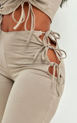 Shape Taupe Cotton Tie Detail Capri Leggings