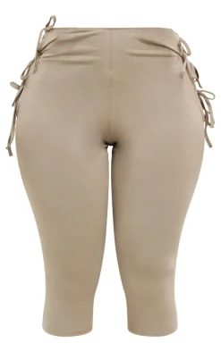 Shape Taupe Cotton Tie Detail Capri Leggings
