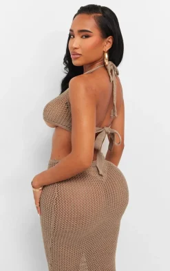 Shape Taupe Crochet Knit O Ring Bralet