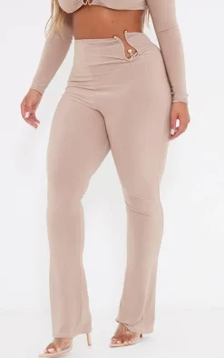 Shape Taupe High Waisted Ring Detail Flare Leggings