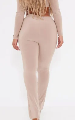 Shape Taupe High Waisted Ring Detail Flare Leggings