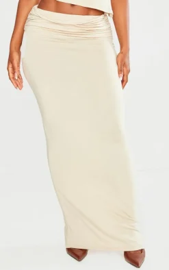 Shape Taupe Jersey Ruched Waist Maxi Skirt