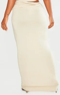 Shape Taupe Jersey Ruched Waist Maxi Skirt
