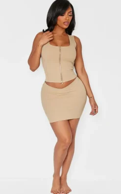 Shape Taupe Sculpted V Waist Mini Skirt