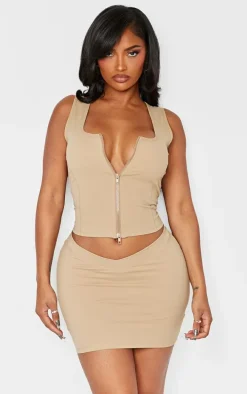 Shape Taupe Sculpted V Waist Mini Skirt