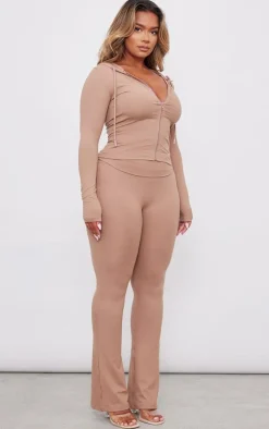 Shape Taupe Sculpted Zip Through Hoodie