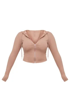 Shape Taupe Sculpted Zip Through Hoodie