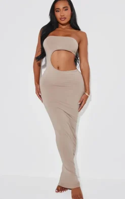 Shape Taupe Seamless Cut Out Bandeau Maxi Dress