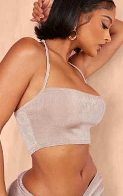 Shape Taupe Slinky Acetate Halterneck Bandeau Top