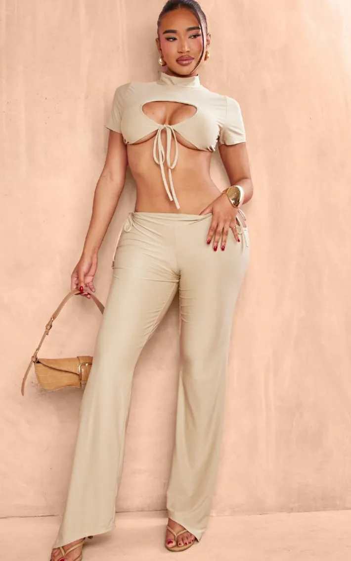 Shape Taupe Slinky Cut Out Flare Pants