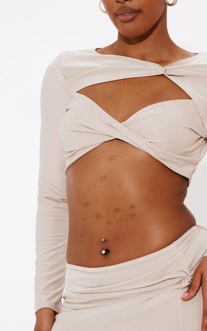 Shape Taupe Slinky Knot Detail Mini Skirt