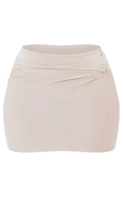 Shape Taupe Slinky Knot Detail Mini Skirt