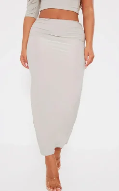 Shape Taupe Slinky Low Rise Maxi Skirt