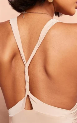 Shape Taupe Slinky Twist Low Back Bodysuit