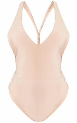 Shape Taupe Slinky Twist Low Back Bodysuit