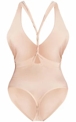 Shape Taupe Slinky Twist Low Back Bodysuit