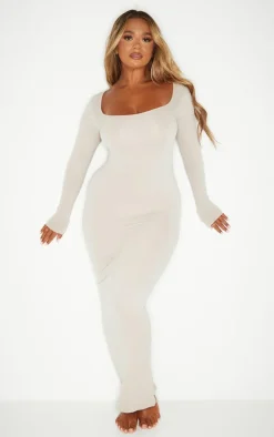 Shape Taupe Stretch Seamless Long Sleeve Maxi Dress
