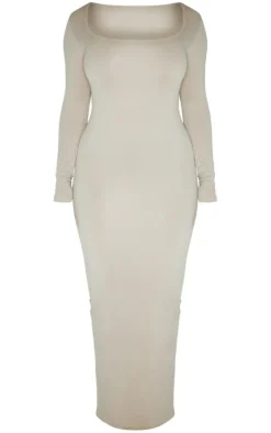 Shape Taupe Stretch Seamless Long Sleeve Maxi Dress