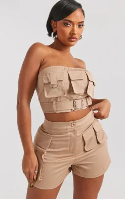 Shape Taupe Twill Buckle Detail Cargo Bandeau