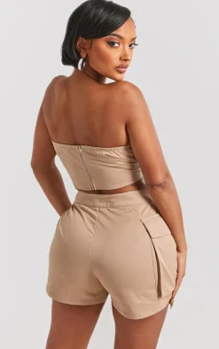 Shape Taupe Twill Buckle Detail Cargo Bandeau