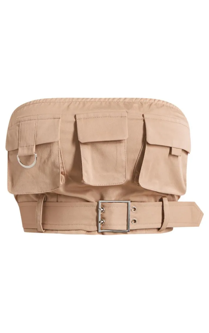 Shape Taupe Twill Buckle Detail Cargo Bandeau