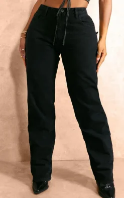 Shape Washed Black Denim Star Embossed Bum Detail Jeans