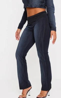 Shape Washed Black Low Rise Fold Over Flared Pants