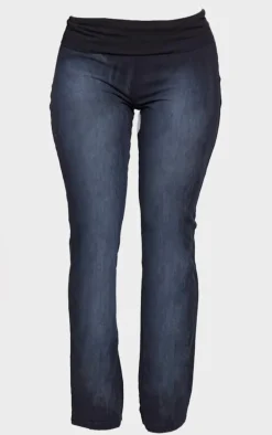 Shape Washed Black Low Rise Fold Over Flared Pants