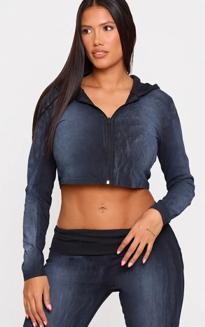 Shape Washed Black Zip Through Hooded Jacket