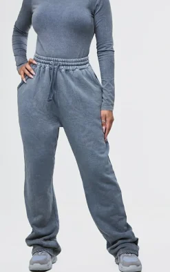 Shape Washed Charcoal Drawstring High Waist Wide Leg Sweatpants