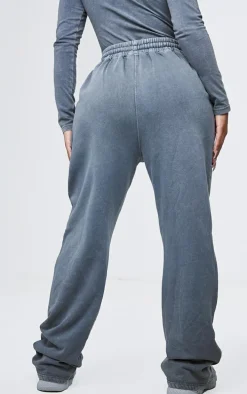 Shape Washed Charcoal Drawstring High Waist Wide Leg Sweatpants