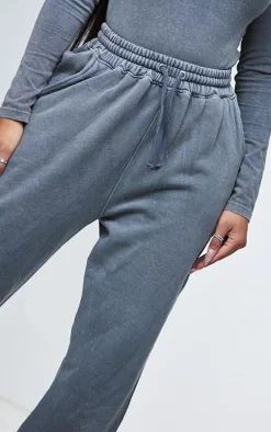 Shape Washed Charcoal Drawstring High Waist Wide Leg Sweatpants