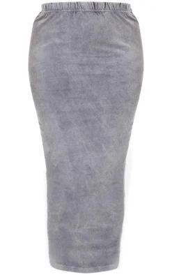 Shape Washed Grey Cotton Washed Maxi Skirt