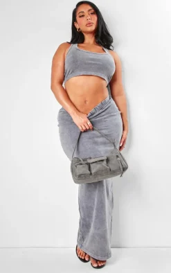 Shape Washed Grey Racer Back Crop Top