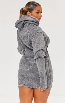 Shape Washed Grey Sweat Corset Detail Sweater Dress