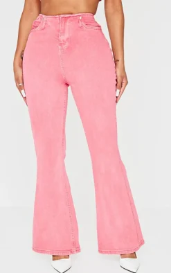 Shape Washed Red Denim Low Rise Flare Jeans