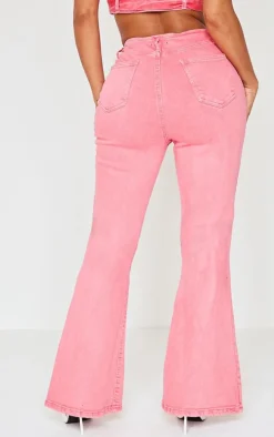 Shape Washed Red Denim Low Rise Flare Jeans