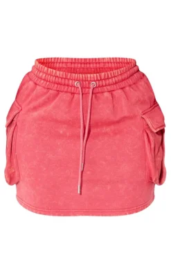 Shape Washed Red Sweat Mini Skirt