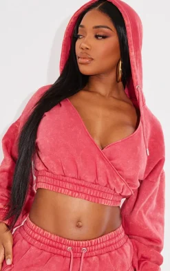 Shape Washed Red Sweat Wrap Hoodie