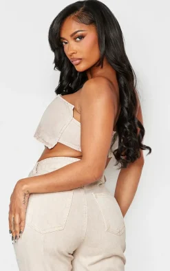 Shape Washed Stone Denim Square Bandeau Top