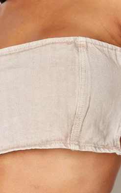 Shape Washed Stone Denim Square Bandeau Top