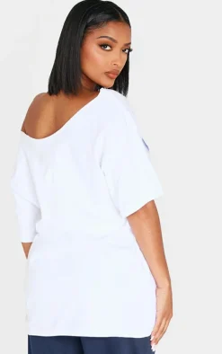 Shape White Arizona Spray Graphic Off Shoulder Oversized Tee