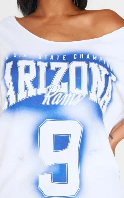 Shape White Arizona Spray Graphic Off Shoulder Oversized Tee