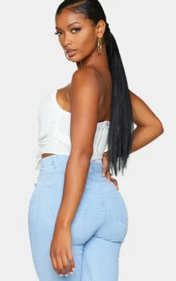 Shape White Chiffon Ruched Corset Crop Top